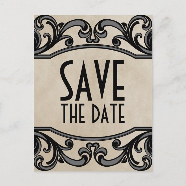 Carte de faire-part de mariage aux tourbillons got (Devant)