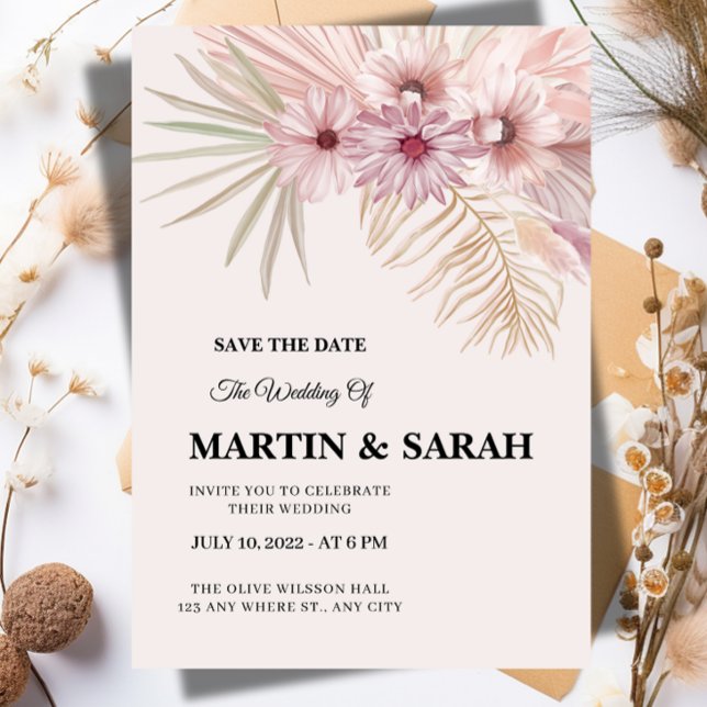 Carte de Faire-Part de Mariage Bohème Botanique Ne (Créateur téléchargé)