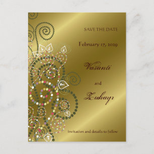 Carte de faire-part de mariage Boho Spirales Or de