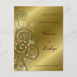 Carte de faire-part de mariage Boho Spirales Or de