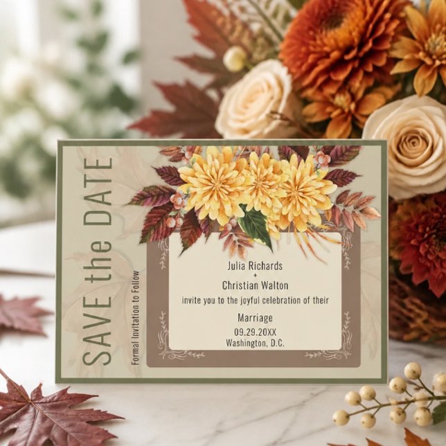 Carte de Faire-Part de Mariage Botanique d'Automne (Créateur téléchargé)