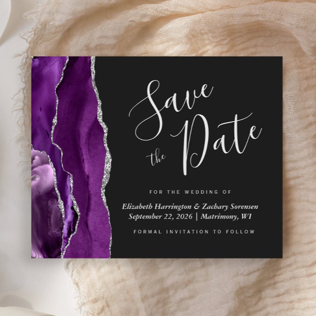 Carte de faire-part de mariage Budget Violet Agate (Créateur téléchargé)