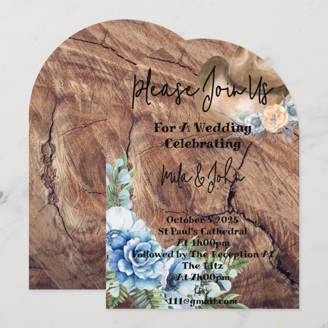 CARTE DE FAIRE-PART DE MARIAGE DE BOOTS RUSTIQUES (Devant / Derrière)