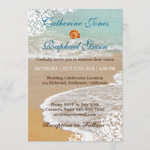 Carte de faire-part de mariage de plage de RSVP