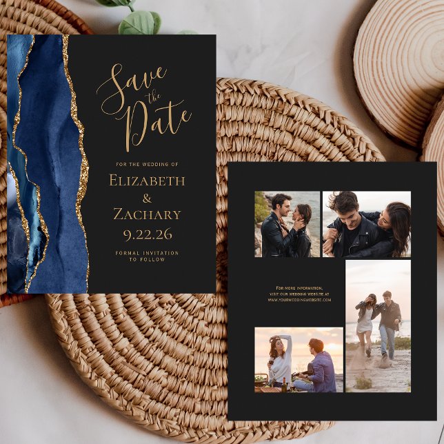 Carte de faire-part de mariage élégante avec agate (Créateur téléchargé)