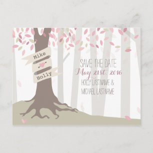 Carte de faire-part de mariage en bois rosé à la f