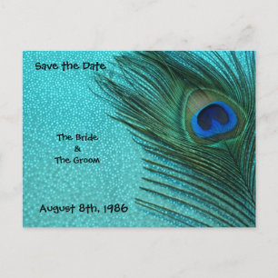 Carte de faire-part de mariage en métal aqua paon
