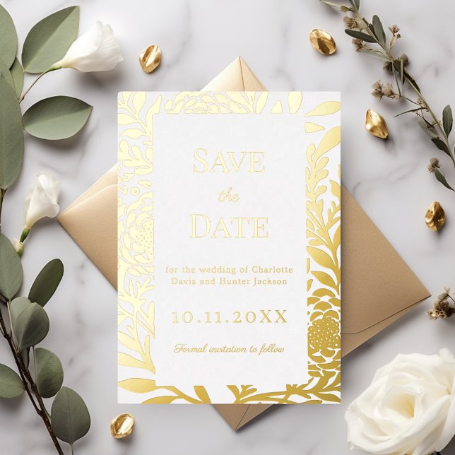 Carte de faire-part de mariage en or blanc avec fe (Créateur téléchargé)