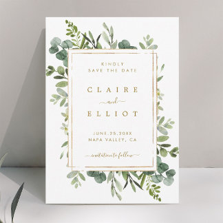 Carte de Faire-Part de Mariage en Vert Botanique D