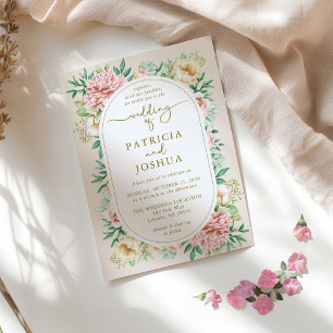 Carte de Faire-part de mariage florale Blush Hydra