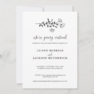 Carte de Faire-part de mariage florale noire virtu