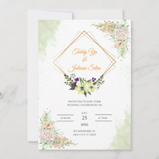 Carte de Faire-part de mariage florale verte Sage