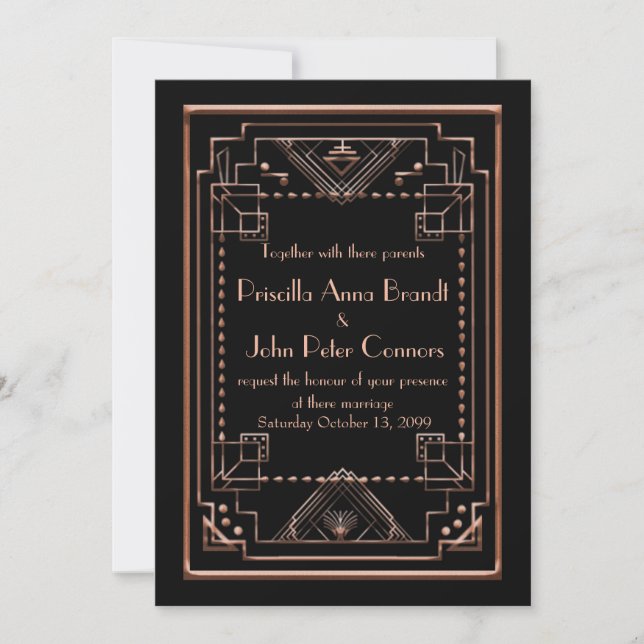 Carte de faire-part de mariage, grand Gatsby, rose (Devant)