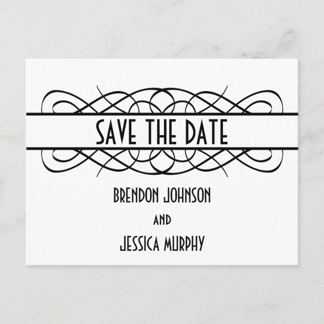 Carte de faire-part de mariage Ivory Deco Flourish (Devant)