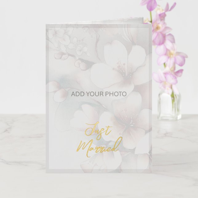 Carte de Faire-Part de Mariage 'Just Married' en F (Orchidée)
