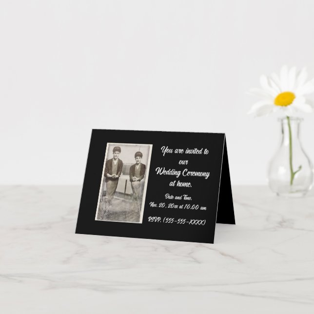Carte de Faire-part de mariage LGBTQ vintage (Petite plante)