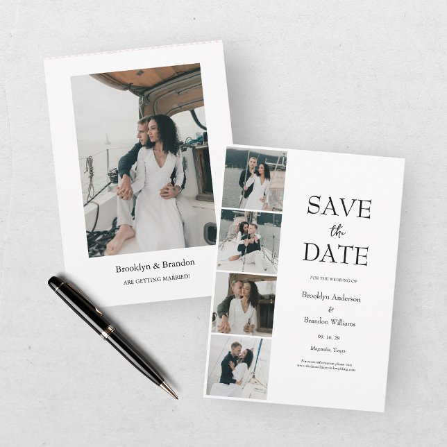 Carte de Faire-Part de Mariage Moderne à Cinq Phot (Créateur téléchargé)