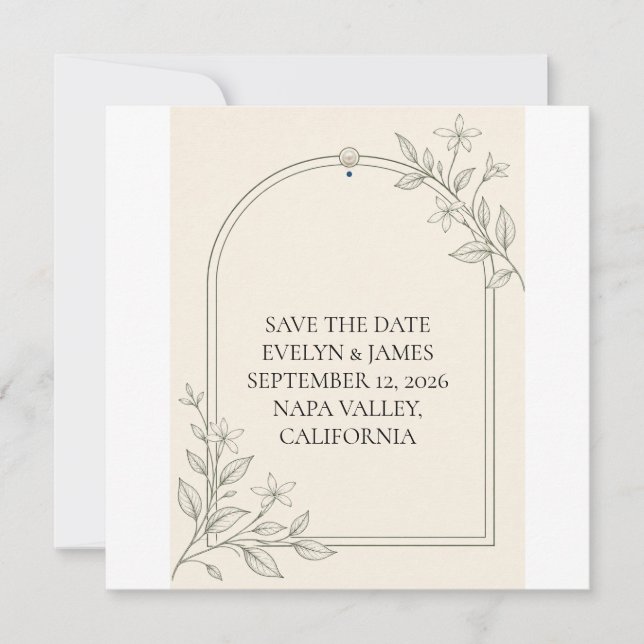 Carte de Faire-Part de Mariage Olive Botanique en  (Devant)
