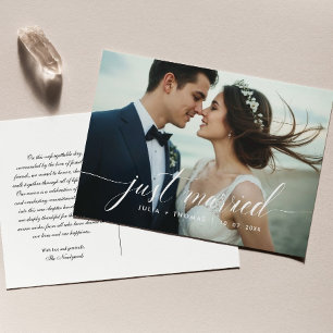 Carte de faire-part de mariage pliée 'Just Married
