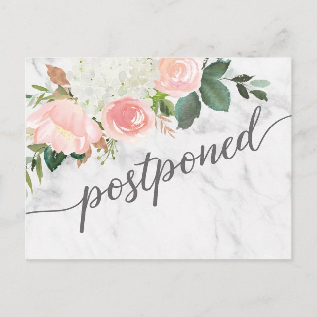 Carte de faire-part de mariage reporté floral (Devant)