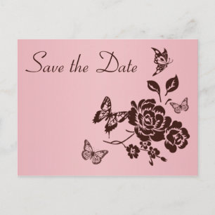 Carte de faire-part de mariage rose et marron flor
