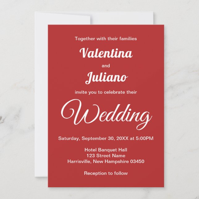 Carte de Faire-part de mariage rouge Crimson (Devant)