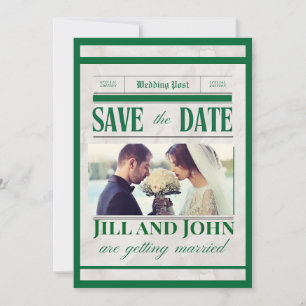 Carte de Faire-Part de Mariage sur Journal Ancien