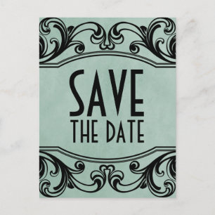 Carte de faire-part de mariage vintage Jade Swirls