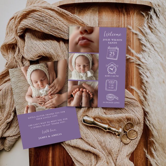 Carte de Faire-part de naissance Collage photo mod (Créateur téléchargé)