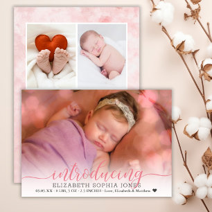 Carte de Faire-part de naissance Collage photo ros