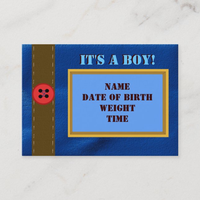 Carte de faire-part de naissance de denim (Devant)