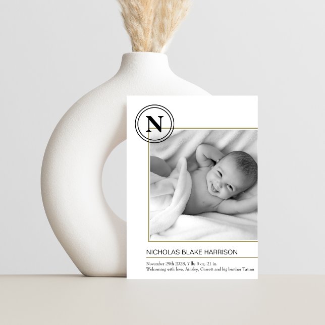 Carte de Faire-part de naissance pour bébé Monogra (Créateur téléchargé)