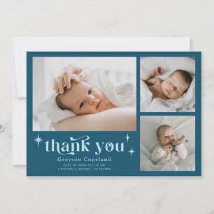 Carte de Faire-part de naissance Turquoise Retro S