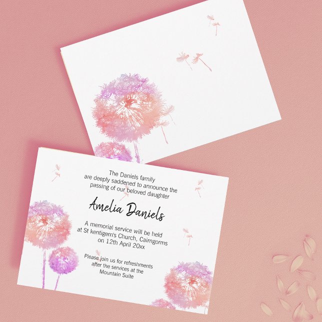 Carte de Faire-part funéraire Dandelion Delicy (Créateur téléchargé)