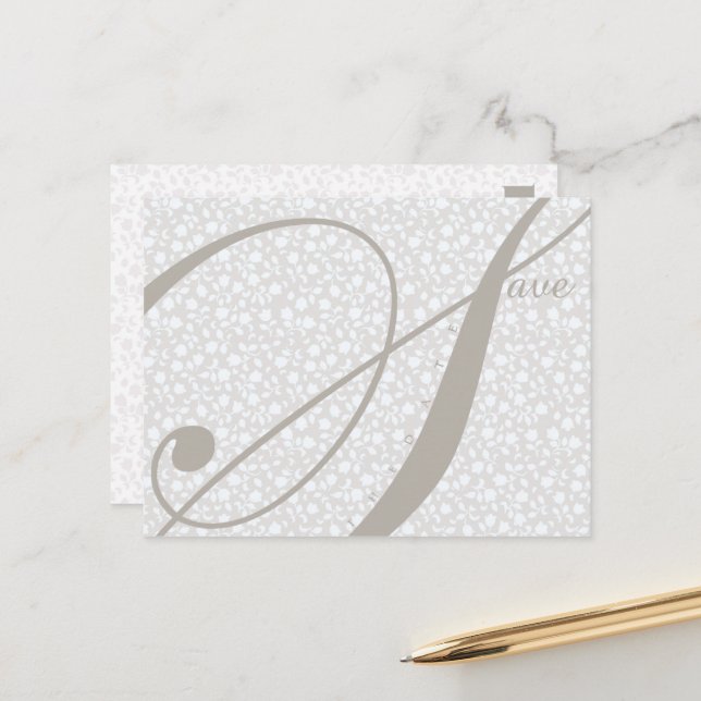 Carte de faire-part gris subtils pour annoncer la  (Devant/Arrière en situation)