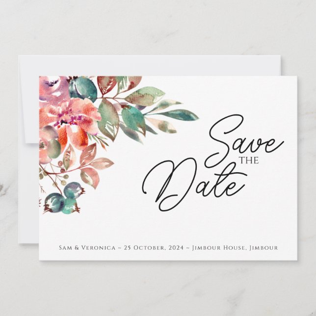 Carte de Faire-Part Horizontale Mauve et Blush Rom (Devant)