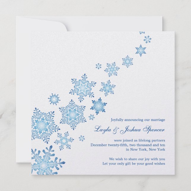 Carte de Faire-part Mariage flottante Snowflakes (Devant)