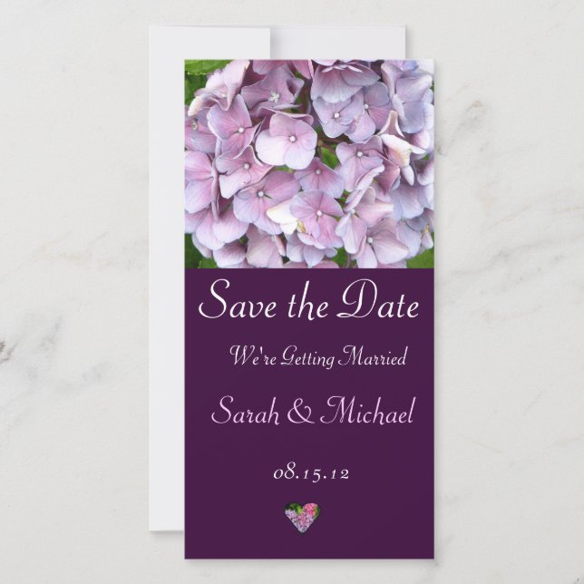 Carte de Faire-part Mariage Purple Hydrangea (Devant)