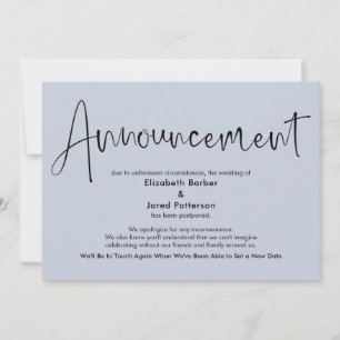 Carte de Faire-part Mariage reportée Dusty Blue