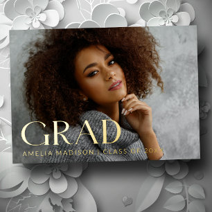 Carte de Faire-part photo moderne Bold Classy Grad
