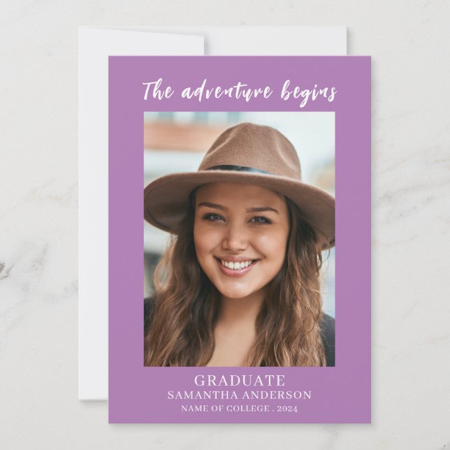 Carte de Faire-part Plat avec graduation en violet (Devant)