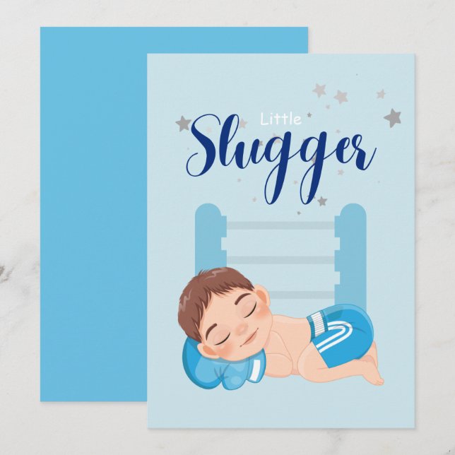 Carte de Faire-part pour bébé petit garçon (Devant / Derrière)