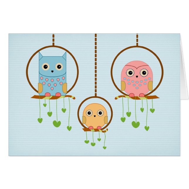 Carte de famille de hibou (Devant horizontal)