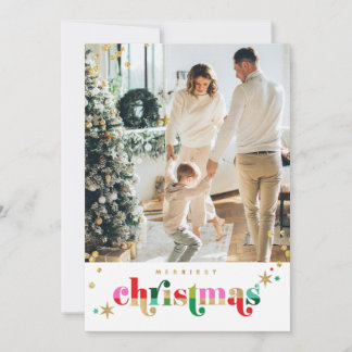 Carte de famille de Noël Gold Sparkle