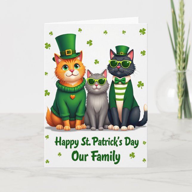 Carte de famille Saint-Patrick pour chats (Devant)