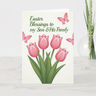 Carte de famille Tulipes roses Printemps