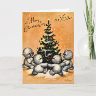 Carte de famille Vintage KRW Snowman - Customisée