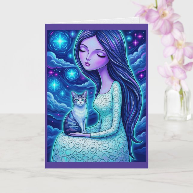 Carte de fantaisie de Noël Vierge de Lune d'Hiver  (Orchidée)