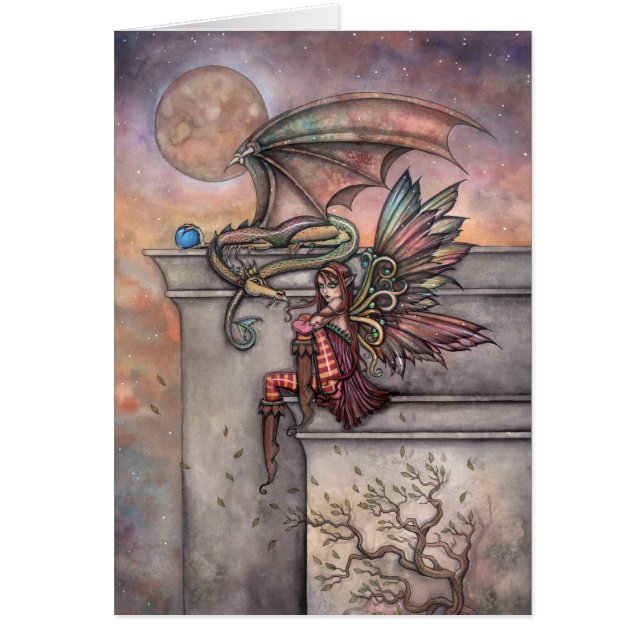 Carte de fantasy d'art de dragon et de fée Molly H (Devant)