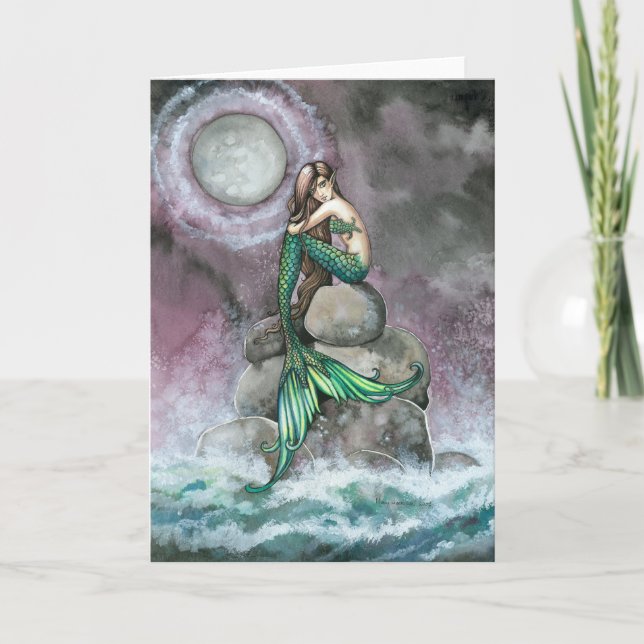 Carte de fantasy de sirène émeraude (Devant)